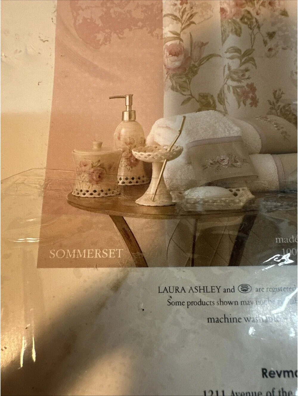 Laura Ashley Sommerset Floral Fabric Shower Curtain 100% Cotton 72